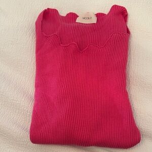 Vicolo Pink Ribbed Knit Top